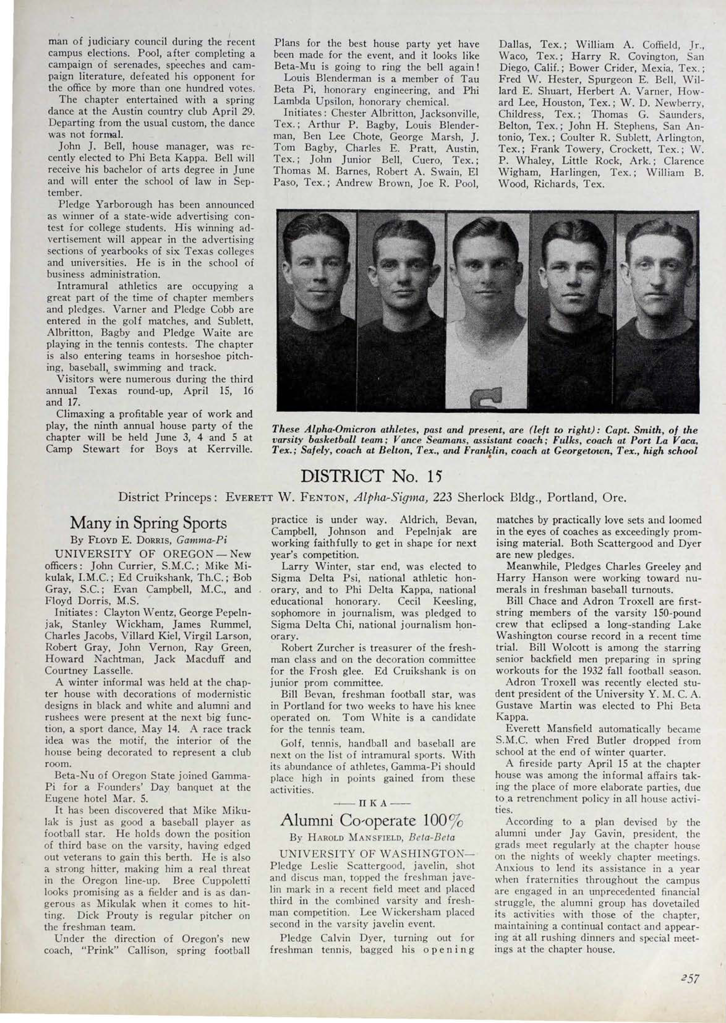 News From The Chapters: District No. 15, June 1932